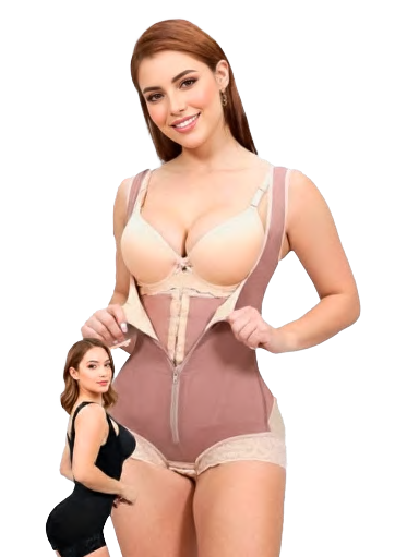 Body efecto lipo tira ancha de Fajas Belvia, color Negro y cocoa